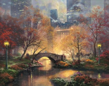 Thomas Kinkade Painting - Central Park in the Fall Thomas Kinkade